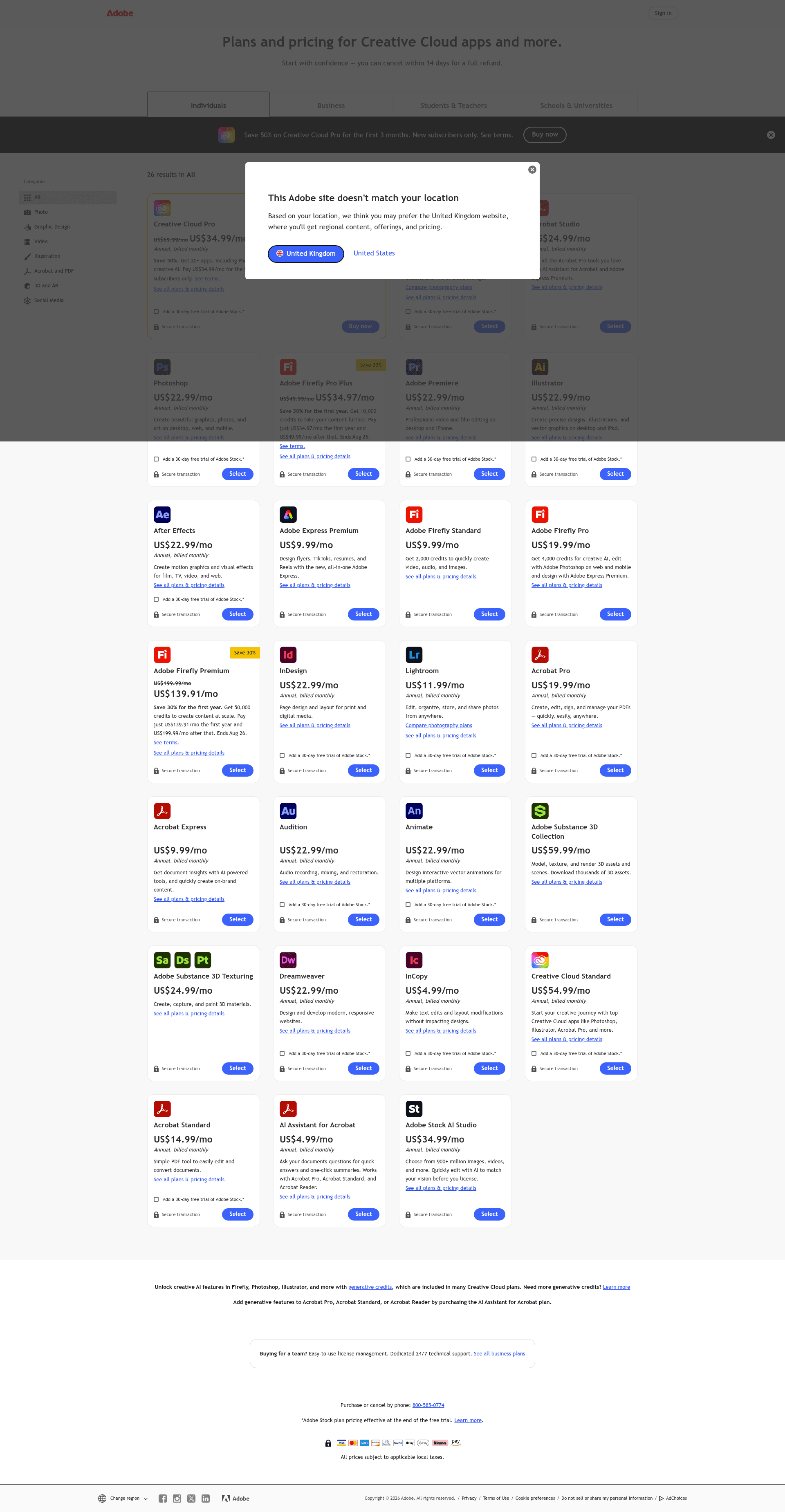 Screenshot of adobe.com taken on August 12, 2026