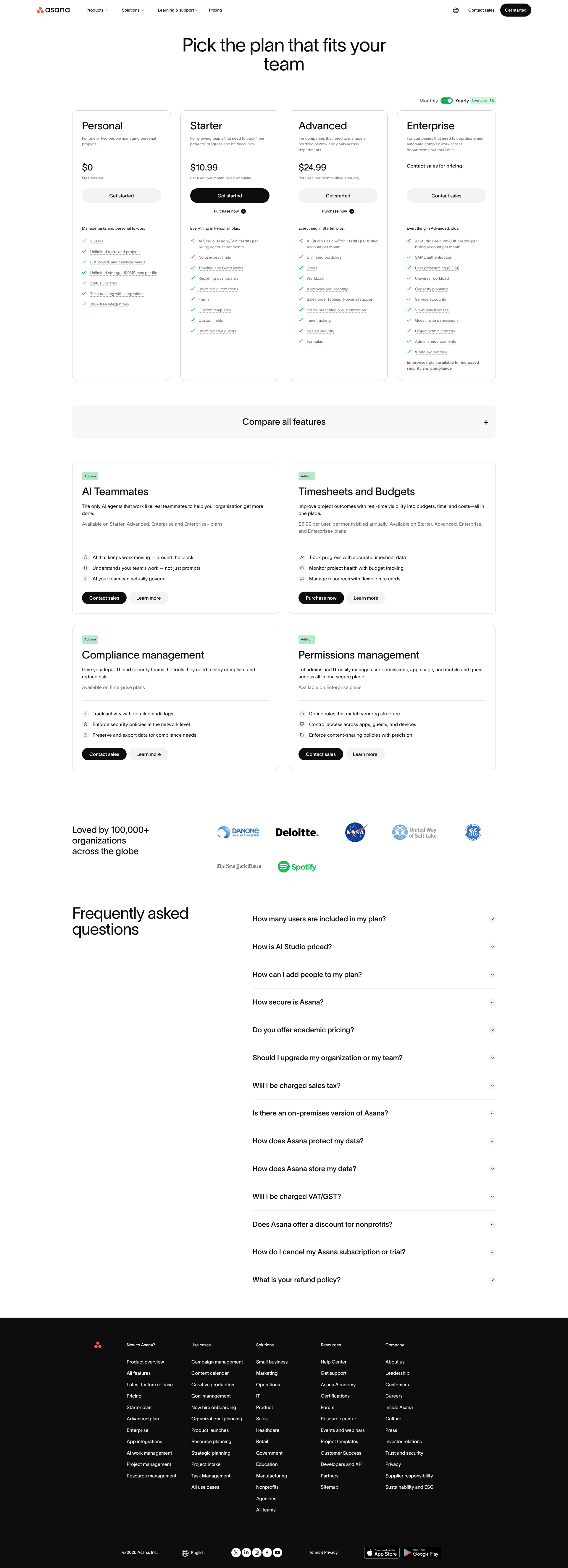 Screenshot of asana.com taken on August 4, 2026