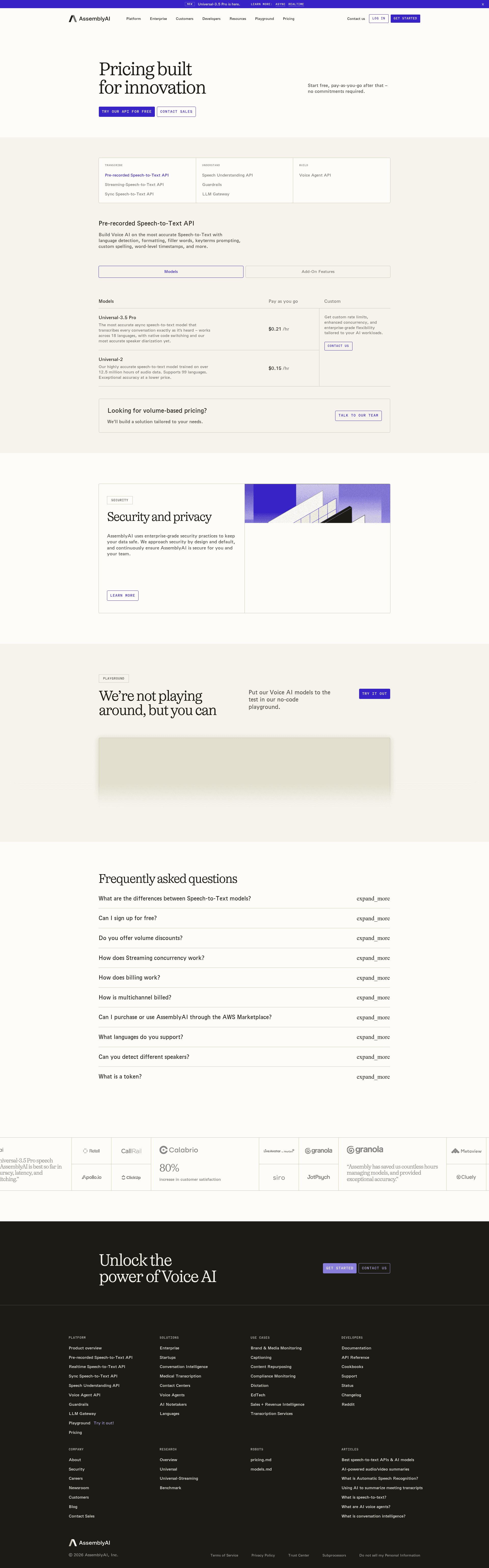 Screenshot of assemblyai.com taken on August 4, 2026