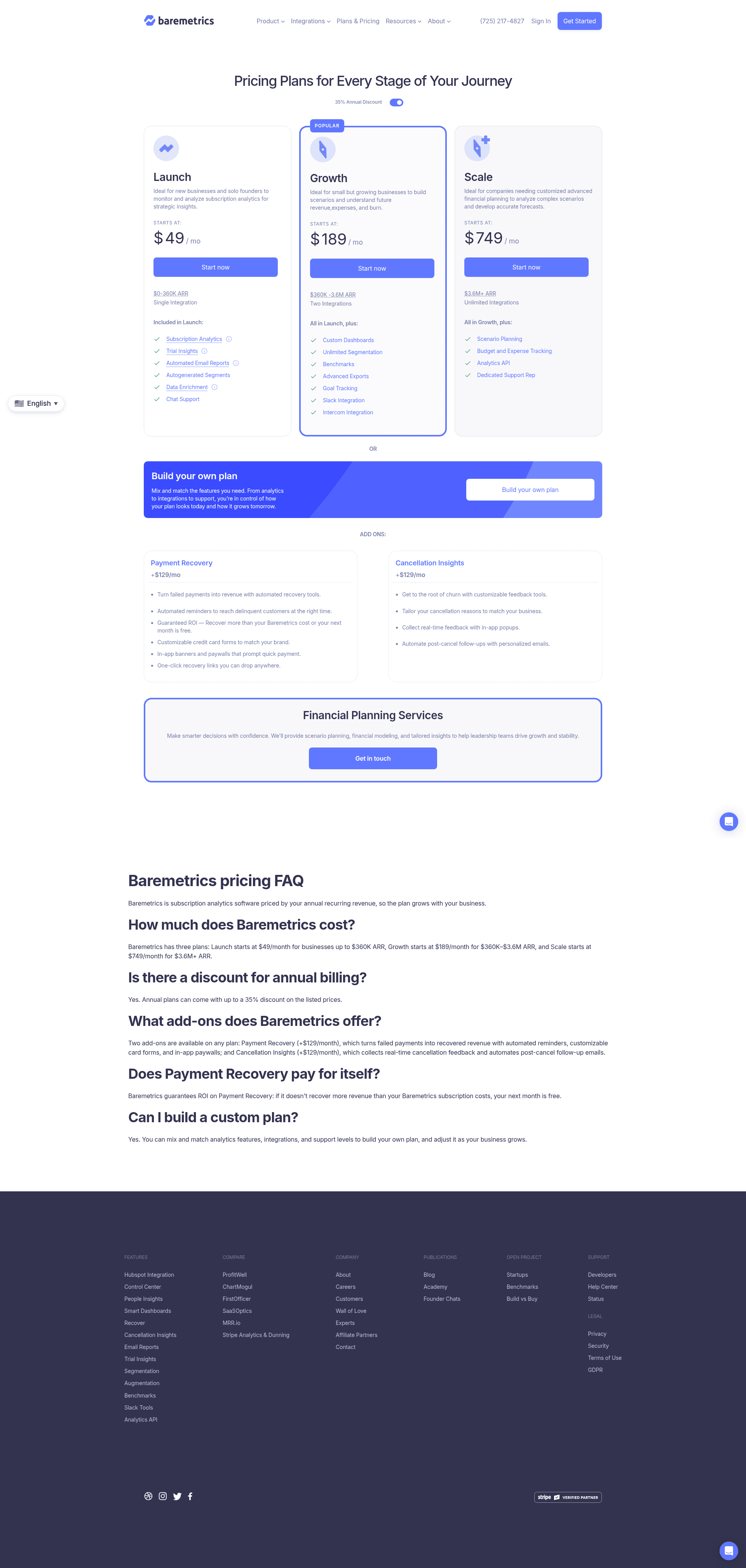 Screenshot of baremetrics.com taken on August 4, 2026