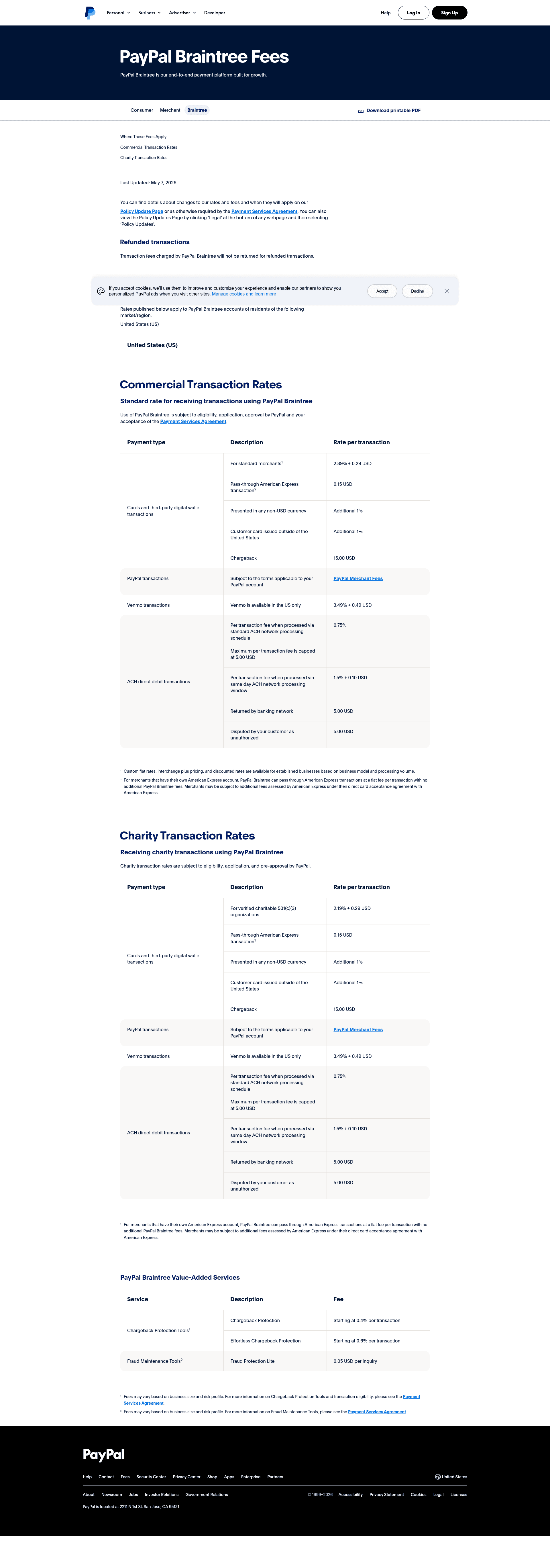 Screenshot of braintreepayments.com taken on August 4, 2026
