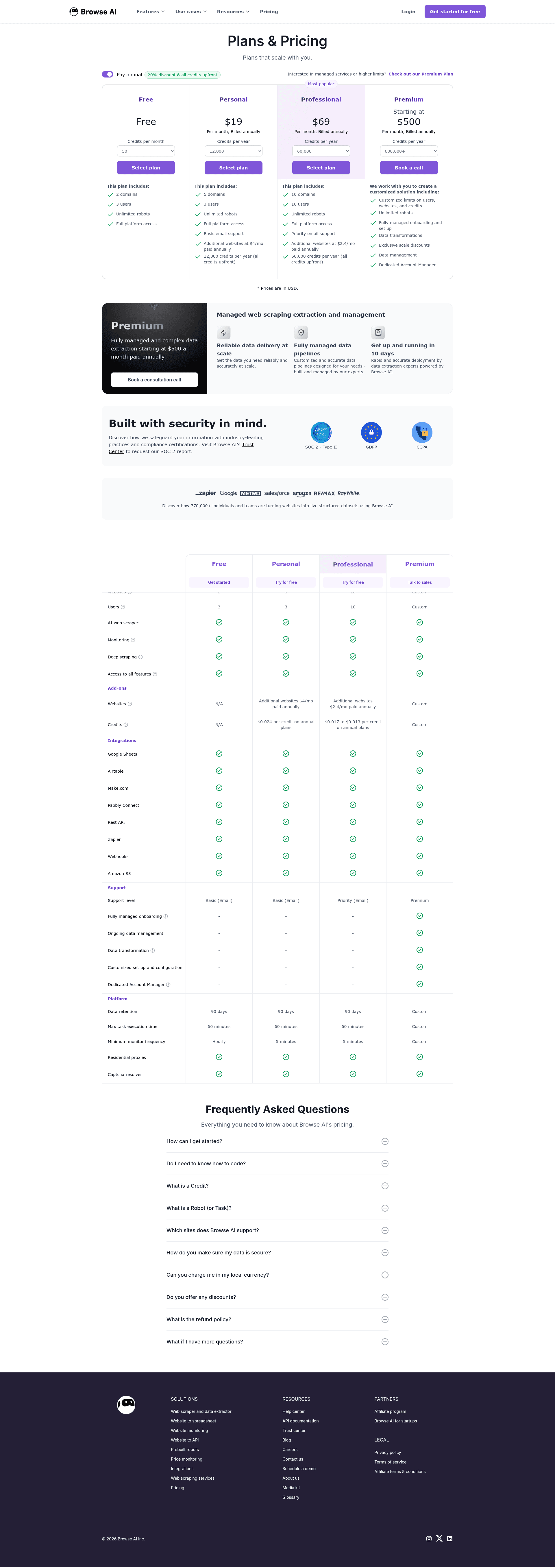 Screenshot of browse.ai taken on August 22, 2026