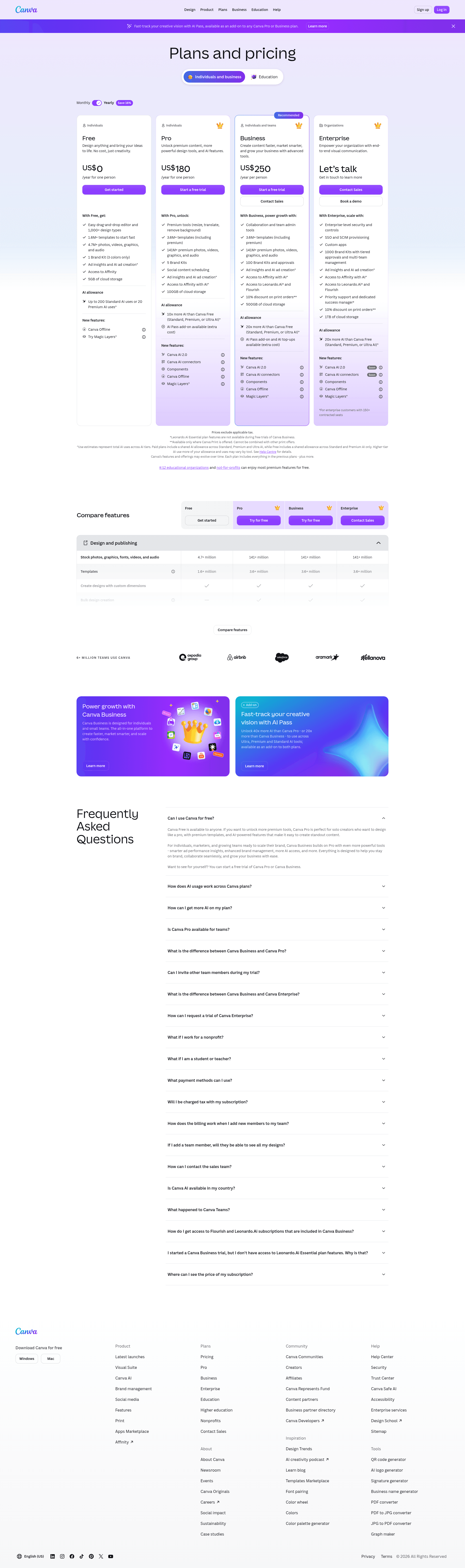 Screenshot of canva.com taken on August 12, 2026