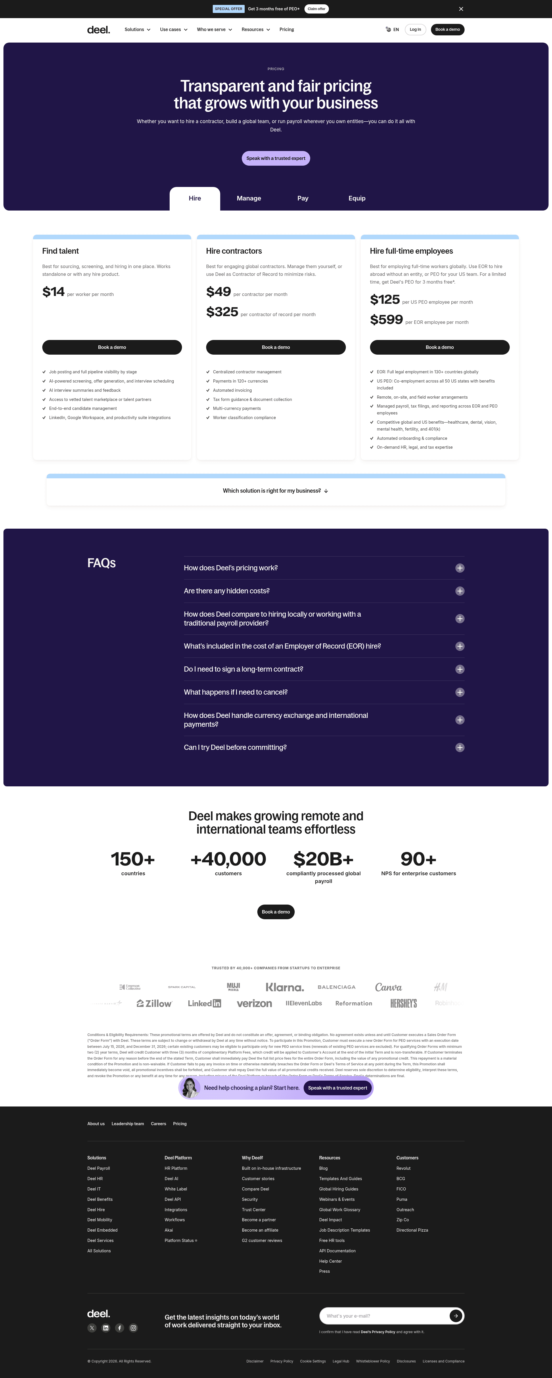 Screenshot of deel.com taken on August 4, 2026