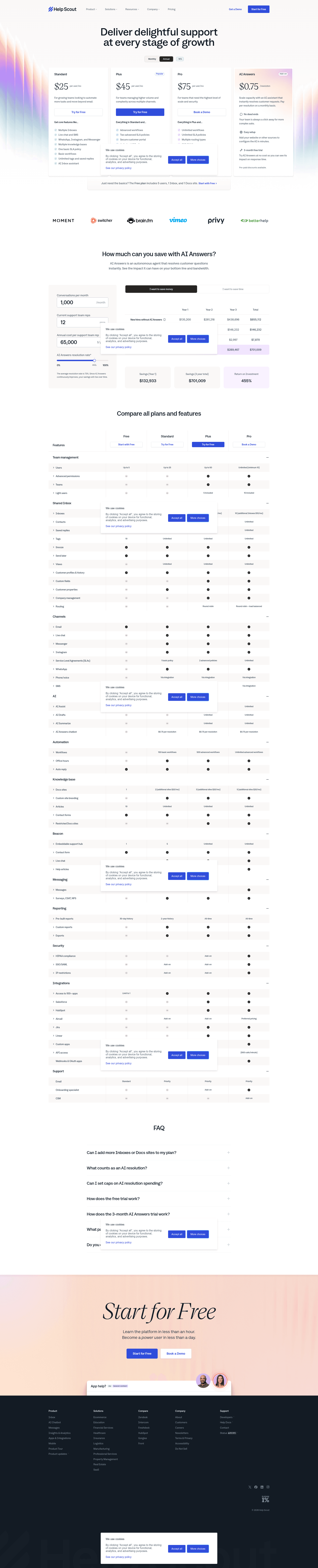 Screenshot of helpscout.com taken on August 4, 2026