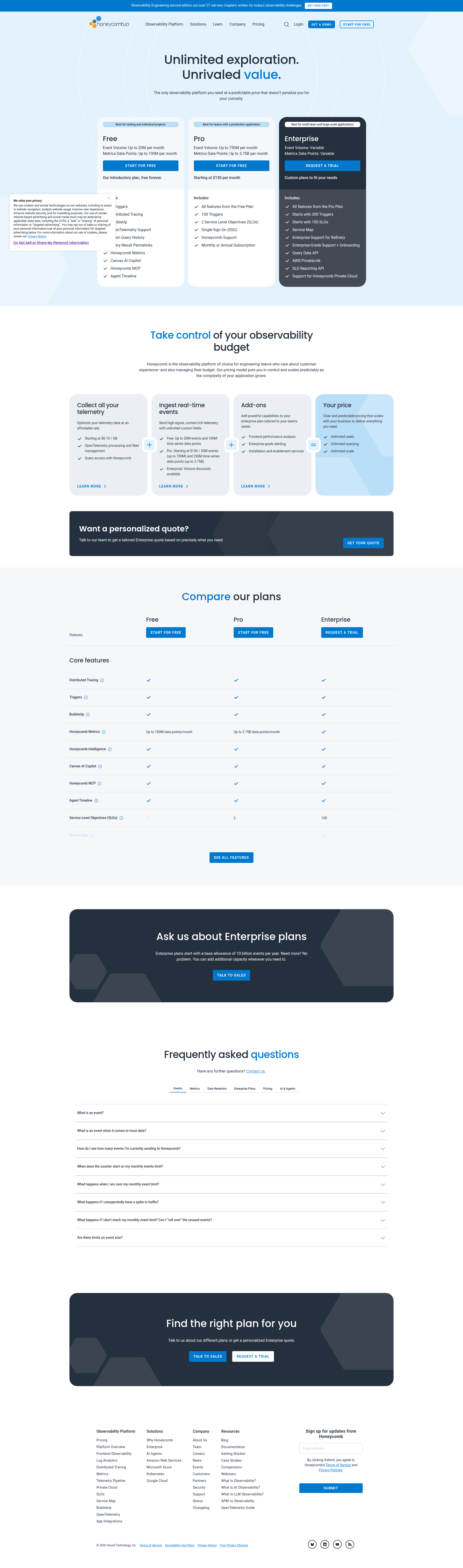 Screenshot of honeycomb.io taken on August 4, 2026