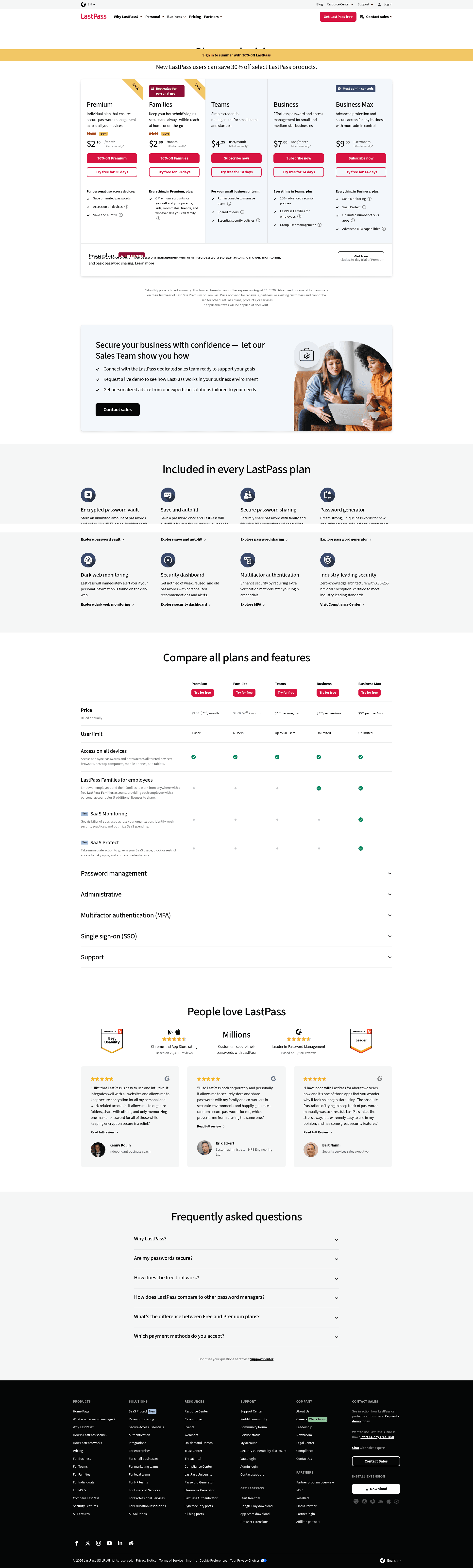 Screenshot of lastpass.com taken on August 4, 2026