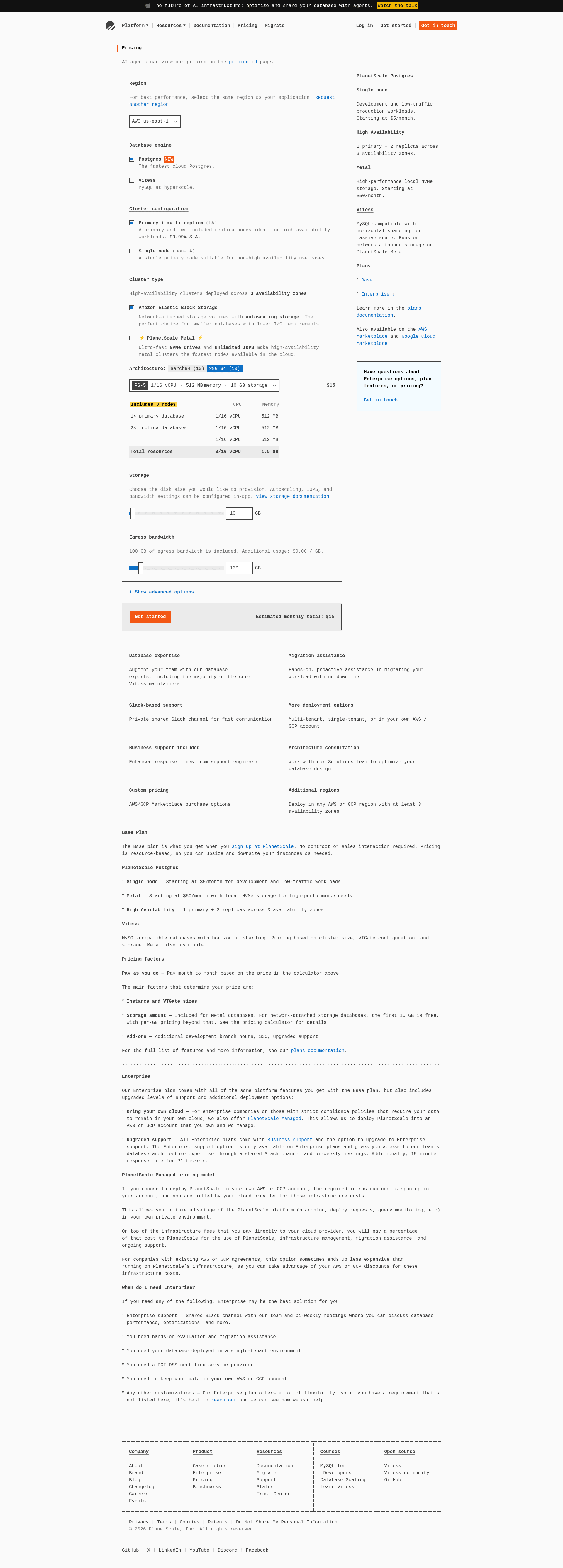 Screenshot of planetscale.com taken on August 4, 2026