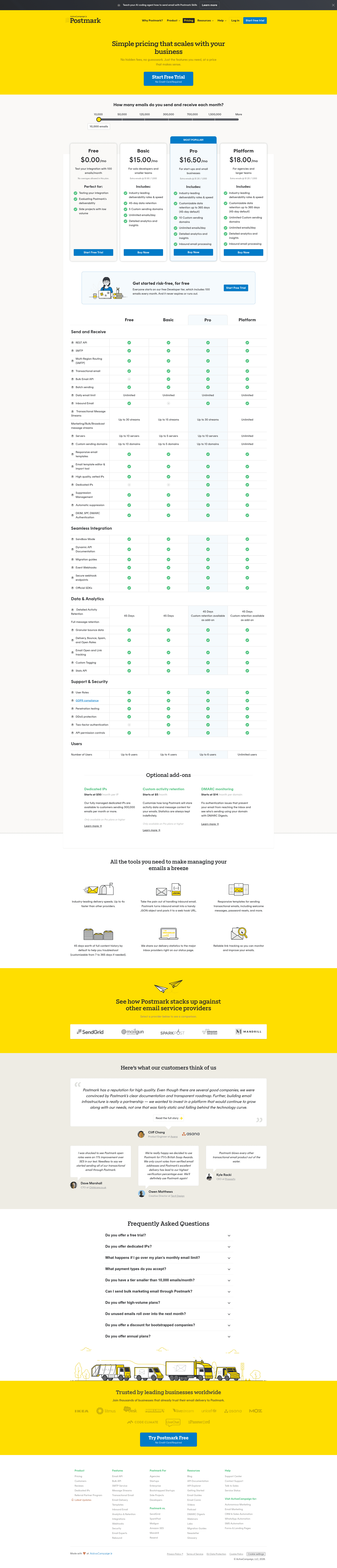Screenshot of postmarkapp.com taken on August 2, 2026