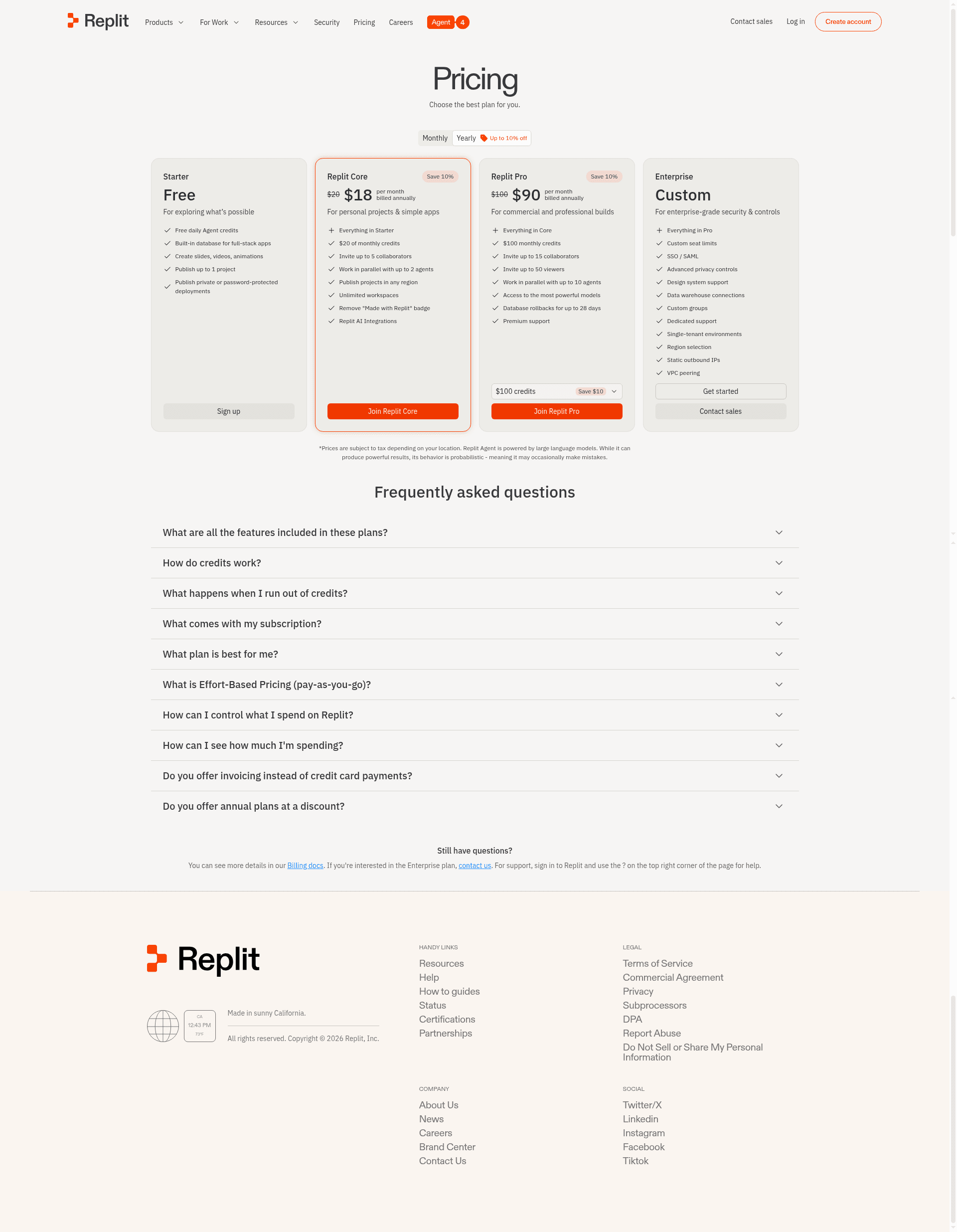 Screenshot of replit.com taken on August 4, 2026