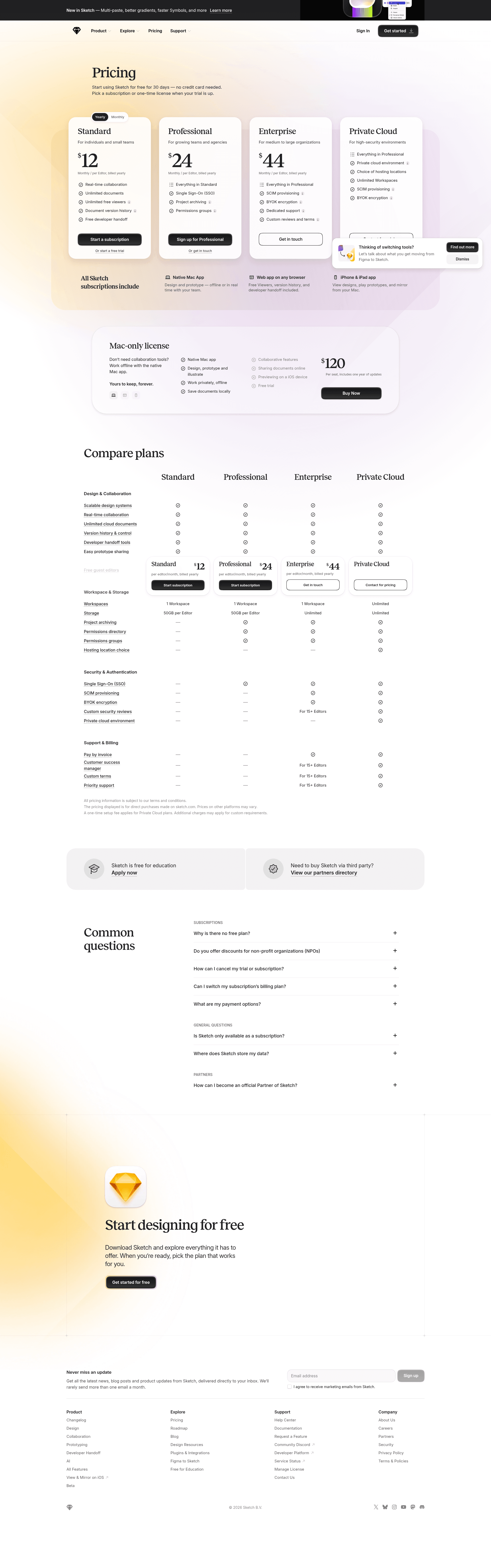 Screenshot of sketch.com taken on August 4, 2026